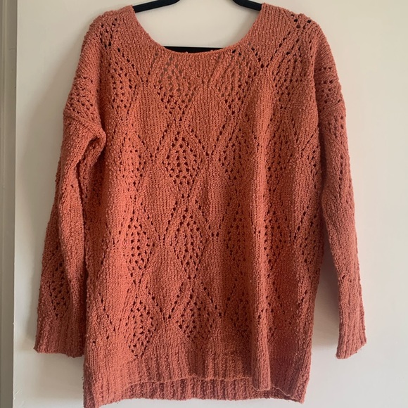 Urban Outfitters Pins & Needles Peach Diamond Knit Crewneck Sweater size Medium - Picture 3 of 7